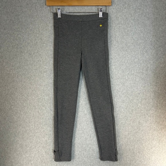 Kate Spade New York Other - Kate Spade Gray Jamie Knit Ponte Leggings Pants Bow Ankle Stretch Girls Sz Large
